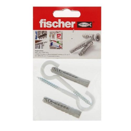 Дюбель Fischer UX 8Х50 R с кромкой + шуруп-полукольцо (нейлон) (2 шт)-пакет картинка